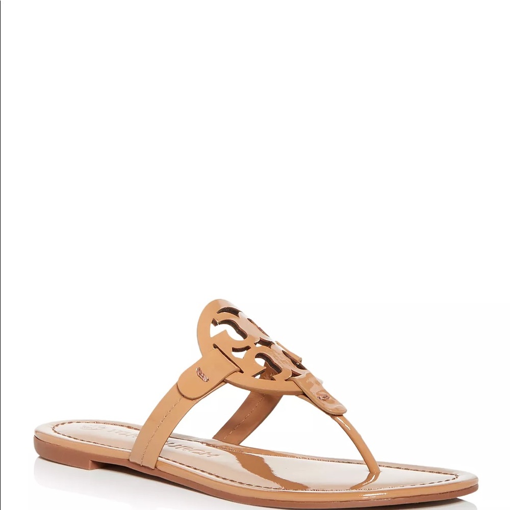 Tory Burch Miller Sandals 6.5 Tan Patent Leather